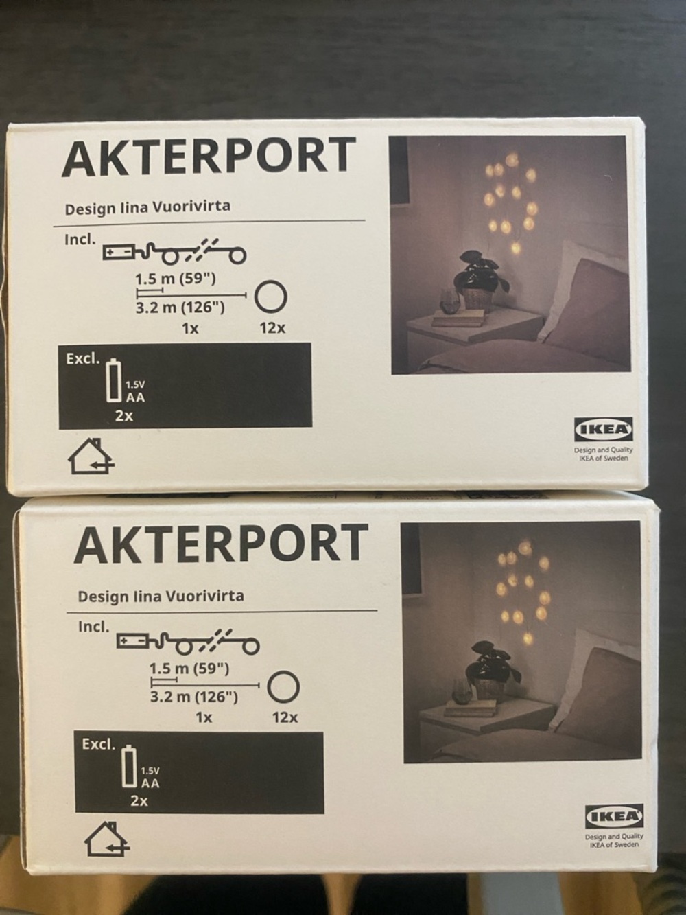 IKEA AKTERPORT LED String Lights - Warm Yellow Glow